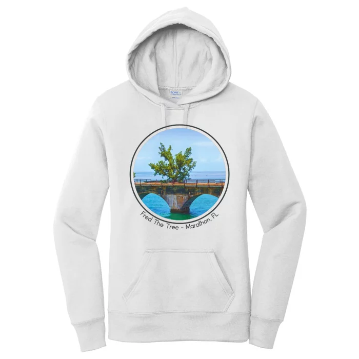 Fred The Tree Marathon Fl 7 Mile Bridge Tree Of Hope Women's Pullover Hoodie