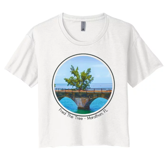 Fred The Tree Marathon Fl 7 Mile Bridge Tree Of Hope Women's Crop Top Tee