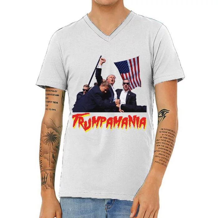 Funny Trump Trumpamania Trump Wrestling Meme Fake News Trumpamania V-Neck T-Shirt