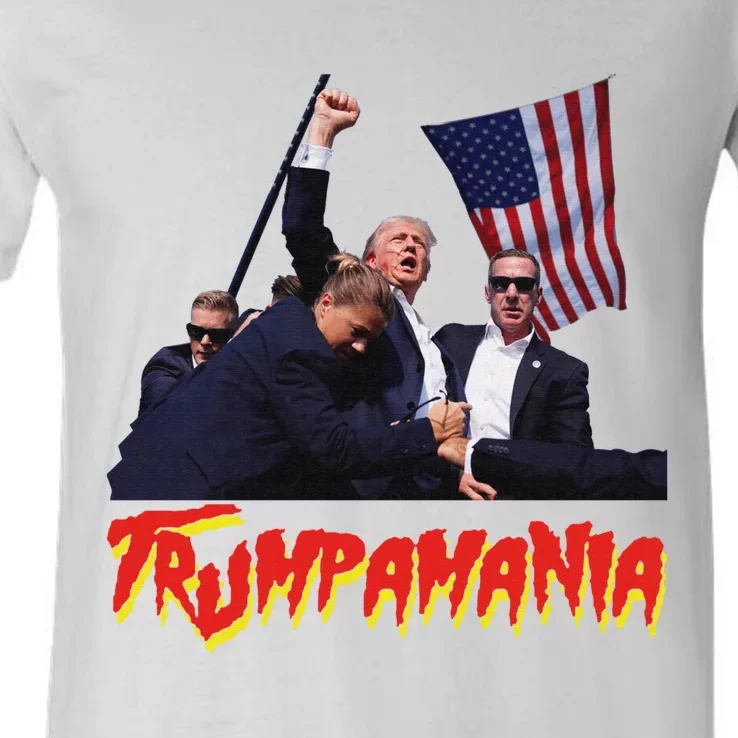 Funny Trump Trumpamania Trump Wrestling Meme Fake News Trumpamania V-Neck T-Shirt