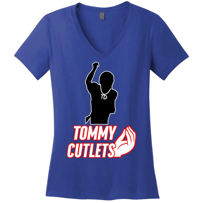 Football Td Tommy Cutlets Diamond Chain New York Italian Women's V-Neck T-Shirt