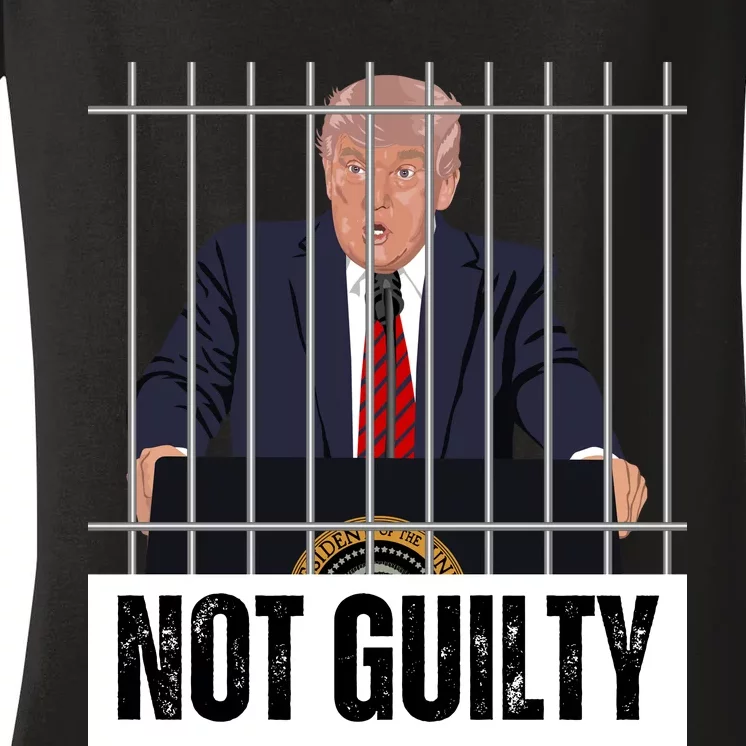 Free Trump. Trump Not Guilty, Pro Trump Supporter Women's V-Neck T-Shirt