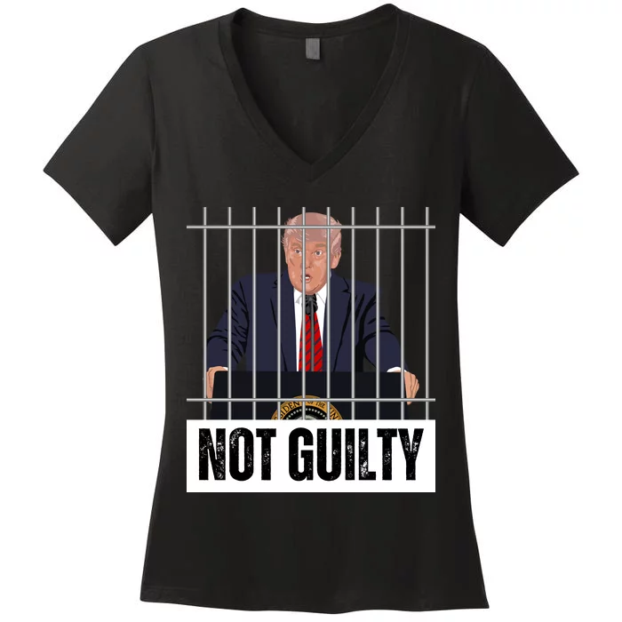 Free Trump. Trump Not Guilty, Pro Trump Supporter Women's V-Neck T-Shirt