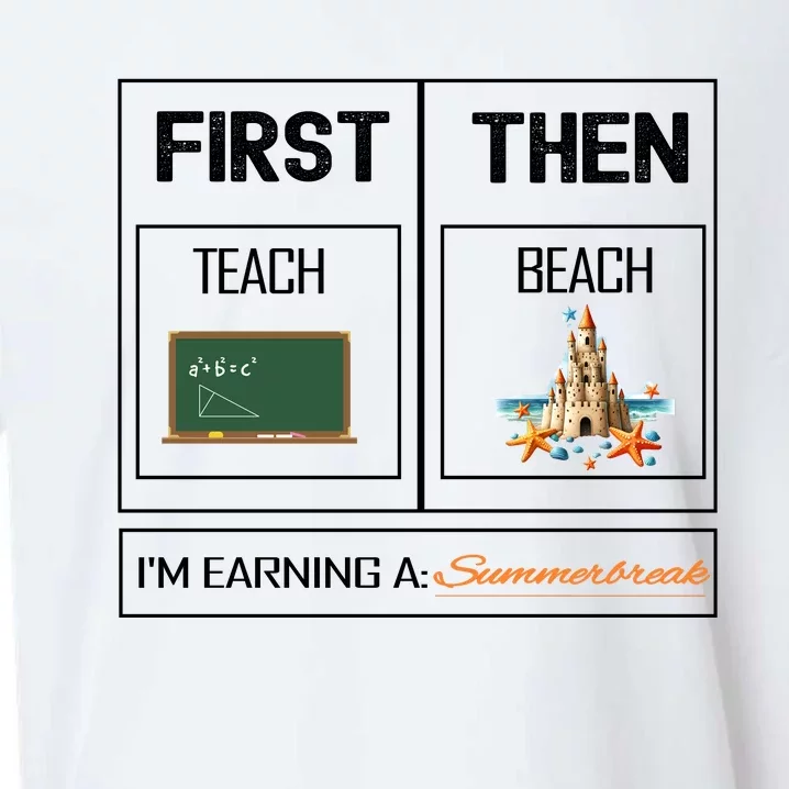 First Teach Then Beach I Am Earning A Summer Break Teacher Sueded Cloud Jersey T-Shirt