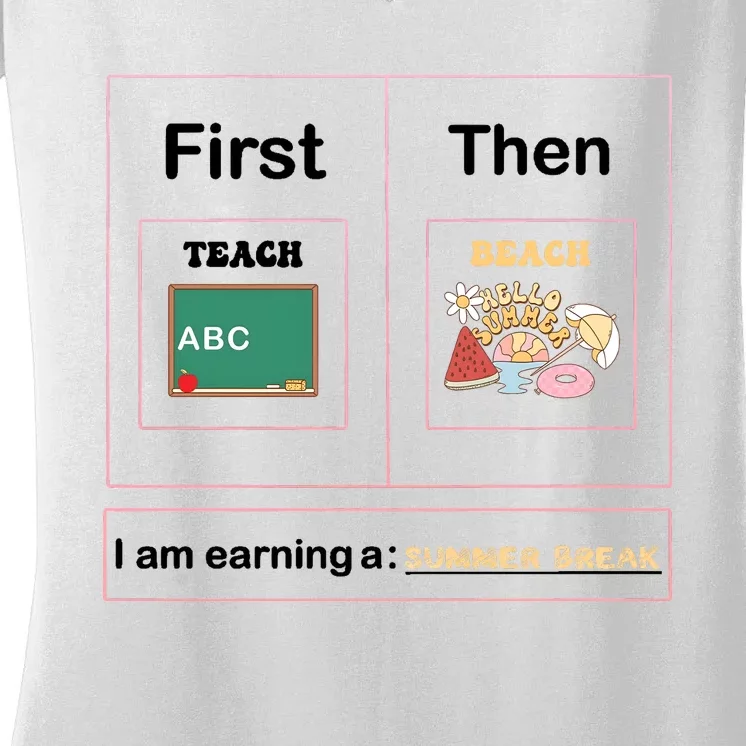 First Teach Then Beach First We Teach Then We Beach Women's V-Neck T-Shirt