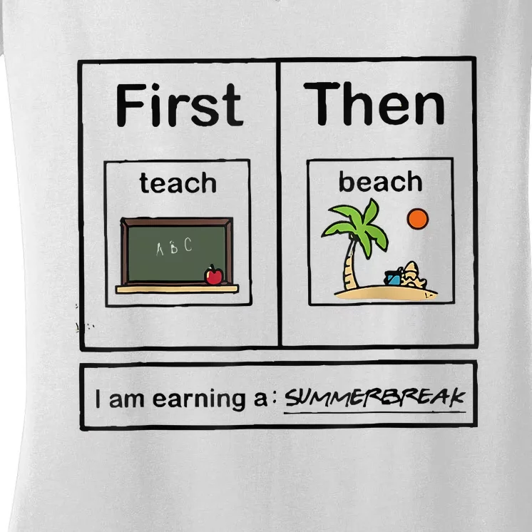 First Teach Then Beach IM Earning A Summerbreak Women's V-Neck T-Shirt