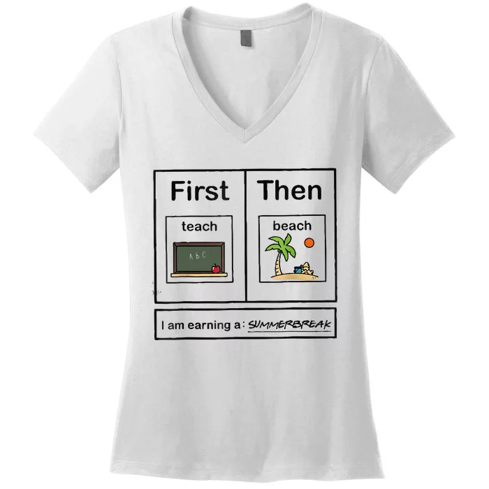 First Teach Then Beach IM Earning A Summerbreak Women's V-Neck T-Shirt