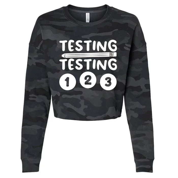 Funny Teacher Testing Design For Wo Testing Teacher Cropped Pullover Crew