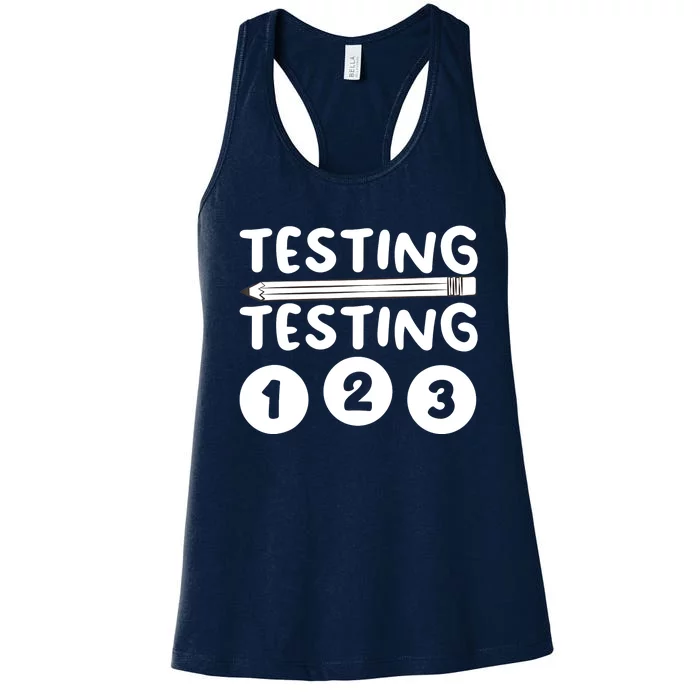 Funny Teacher Testing Design For Wo Testing Teacher Women's Racerback Tank