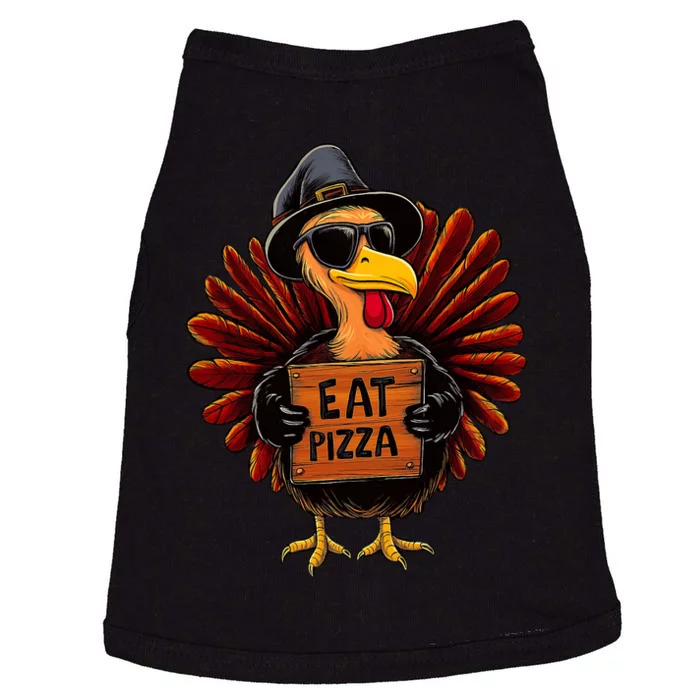 Funny Thanksgiving Turkey Eat Pizza Doggie Tank