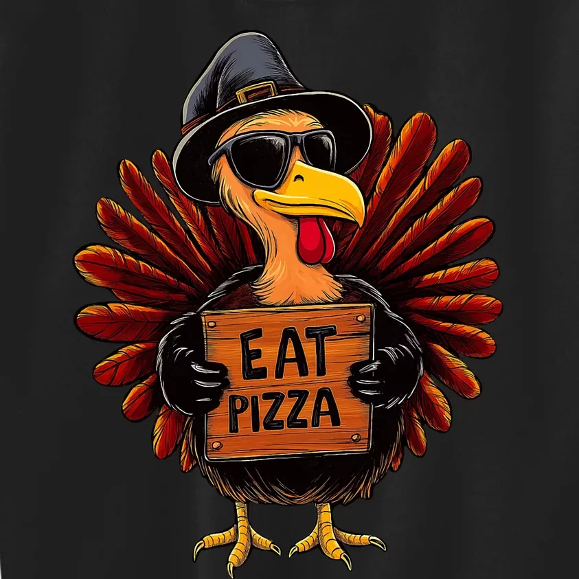 Funny Thanksgiving Turkey Eat Pizza Kids Sweatshirt