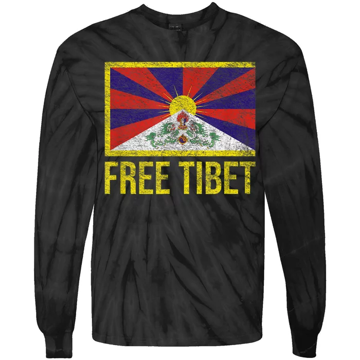 Free Tibet Tibetan Flag Emblem Restore The Dalai Lama Tie-Dye Long Sleeve Shirt