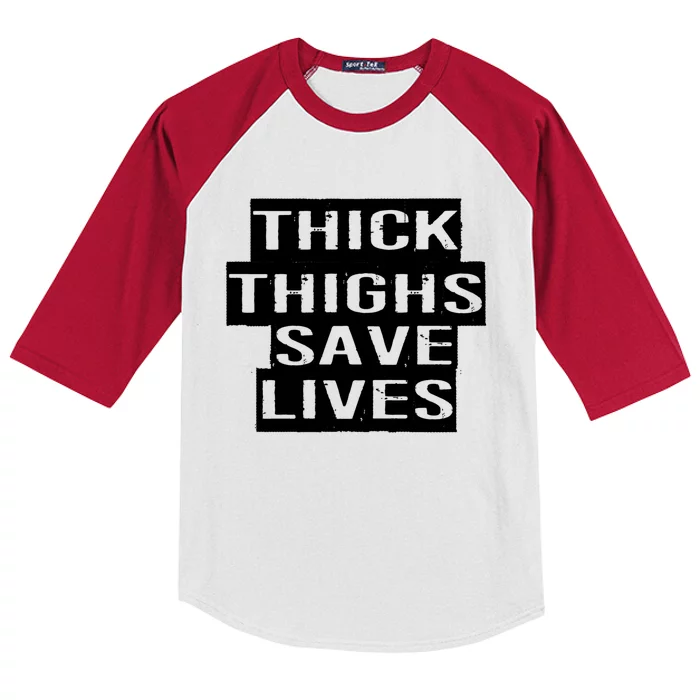 Funny Thick Thighs Save Lives Gym Workout Thicc Lovers Gift Cool Gift Kids Colorblock Raglan Jersey