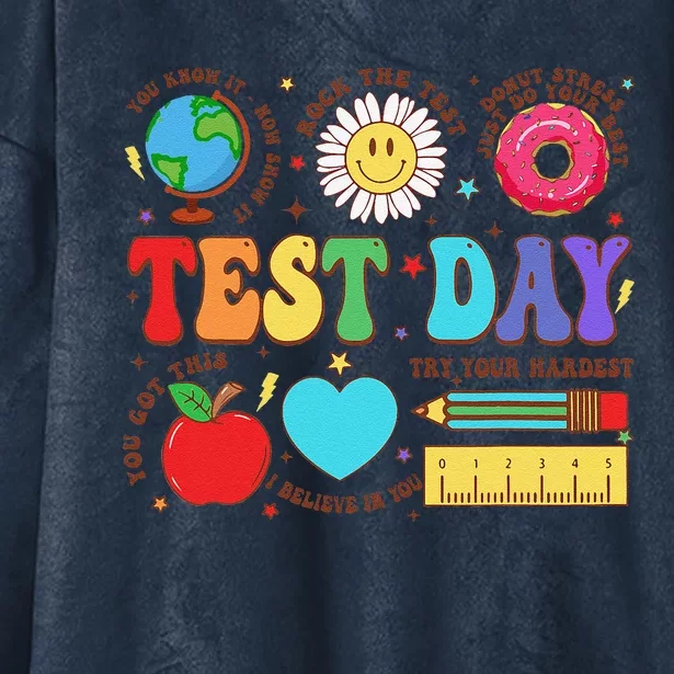 Funny Teacher Test Day Motivational Teacher Starr Testing Hooded Wearable Blanket