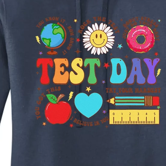 Funny Teacher Test Day Motivational Teacher Starr Testing Women's Pullover Hoodie