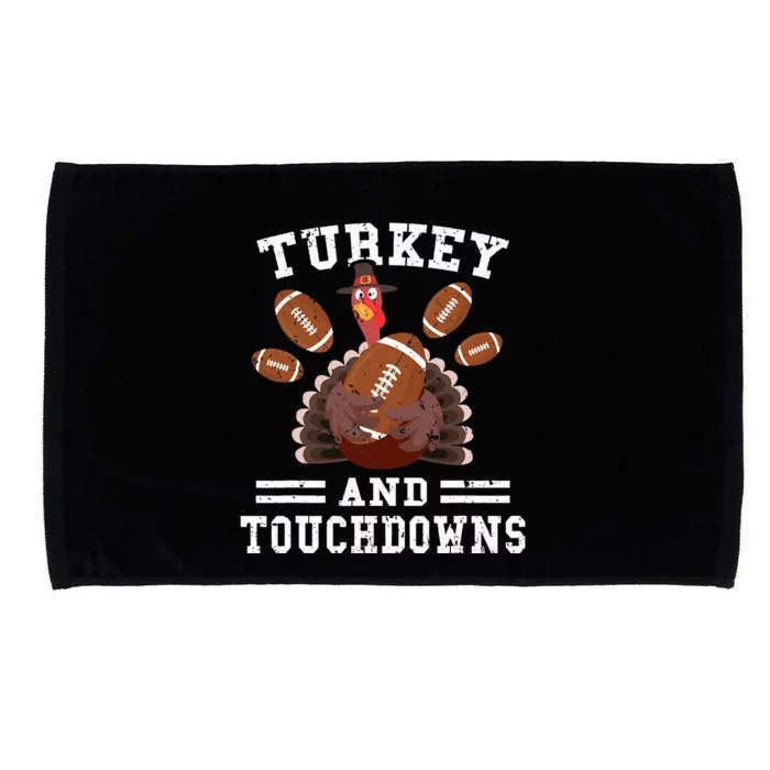 Funny Thanksgiving Turkey And Touchdowns Football Microfiber Hand Towel