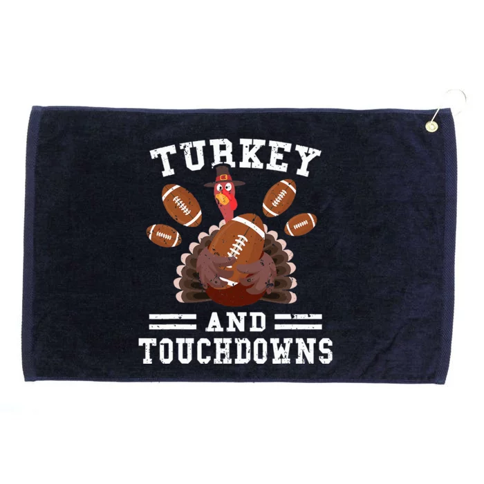 Funny Thanksgiving Turkey And Touchdowns Football Grommeted Golf Towel