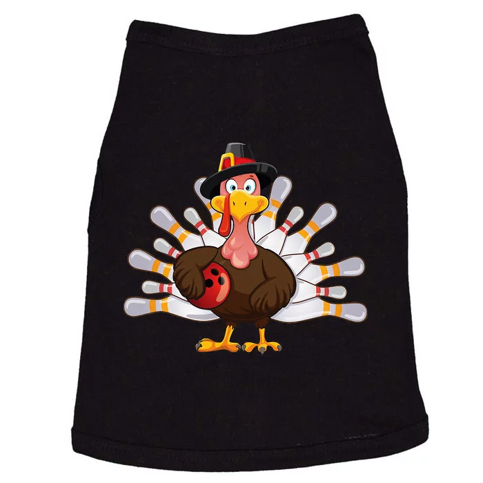 Funny Thanksgiving Turkey Bowling Pin Matching Team Doggie Tank