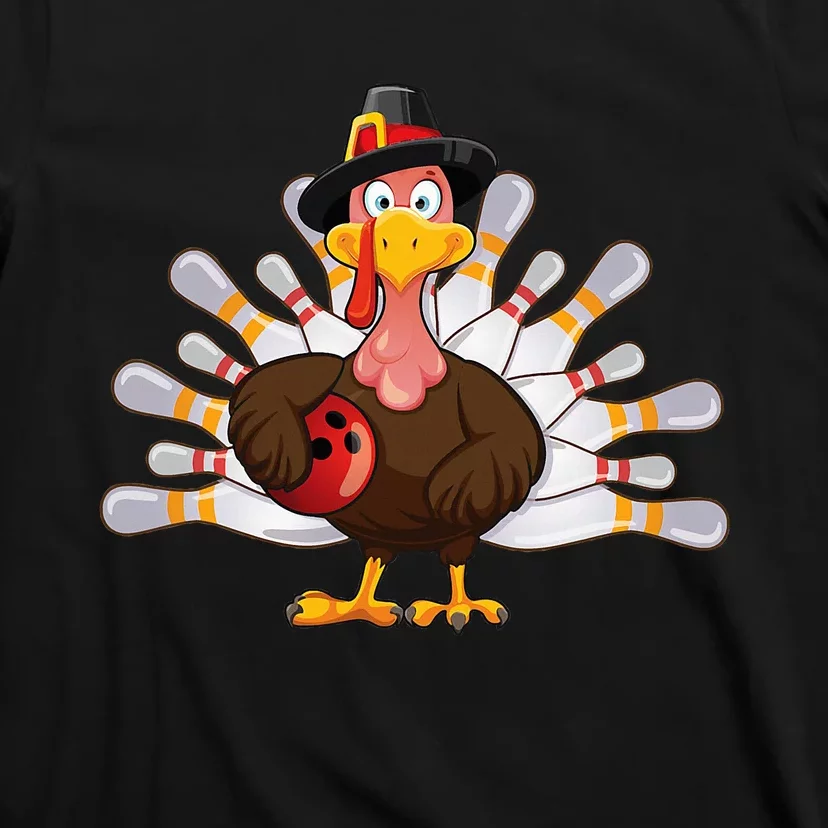 Funny Thanksgiving Turkey Bowling Pin Matching Team T-Shirt