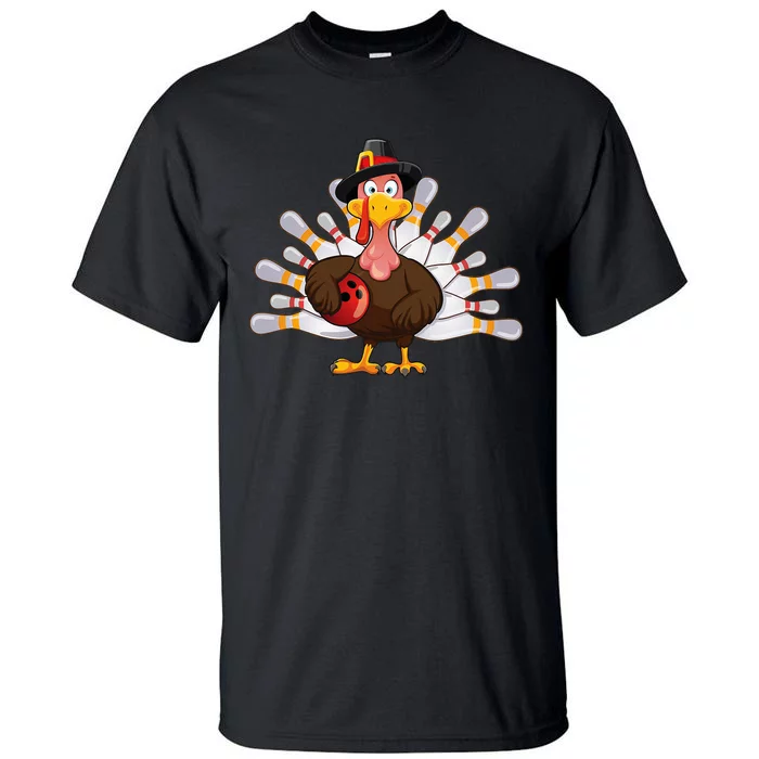 Funny Thanksgiving Turkey Bowling Pin Matching Team Tall T-Shirt