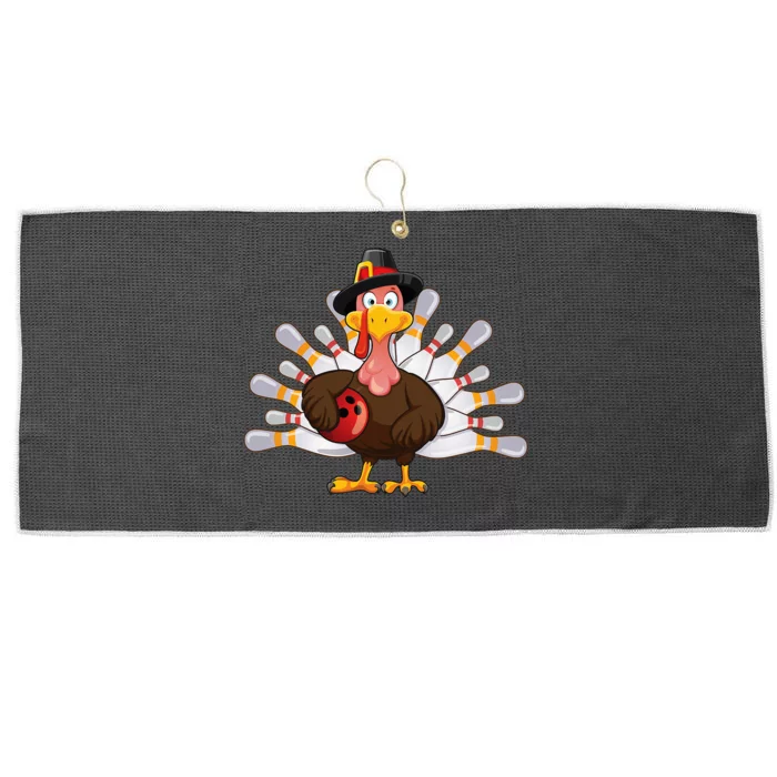 Funny Thanksgiving Turkey Bowling Pin Matching Team Large Microfiber Waffle Golf Towel