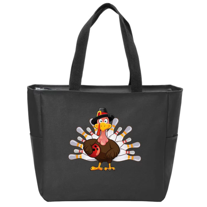 Funny Thanksgiving Turkey Bowling Pin Matching Team Zip Tote Bag