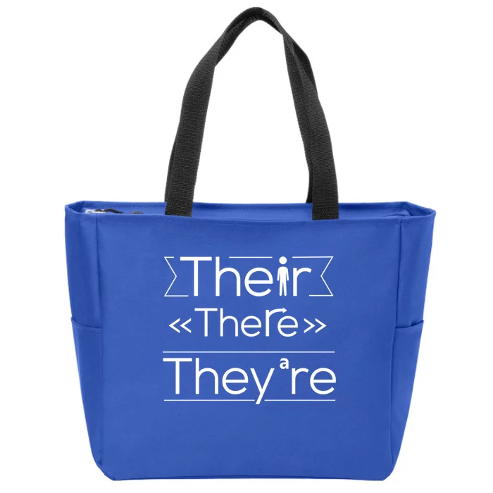 Funny There Their Theyre Learn The Difference Grammar Great Gift Zip Tote Bag