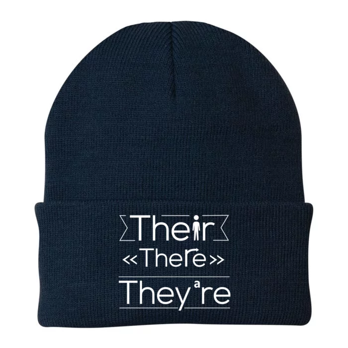 Funny There Their Theyre Learn The Difference Grammar Great Gift Knit Cap Winter Beanie