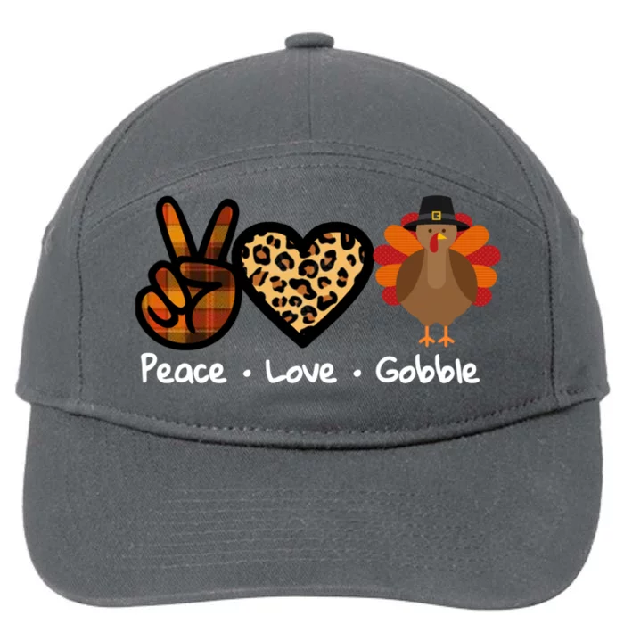 Funny Thanksgiving Turkey Peace Love Gobble Gift 7-Panel Snapback Hat