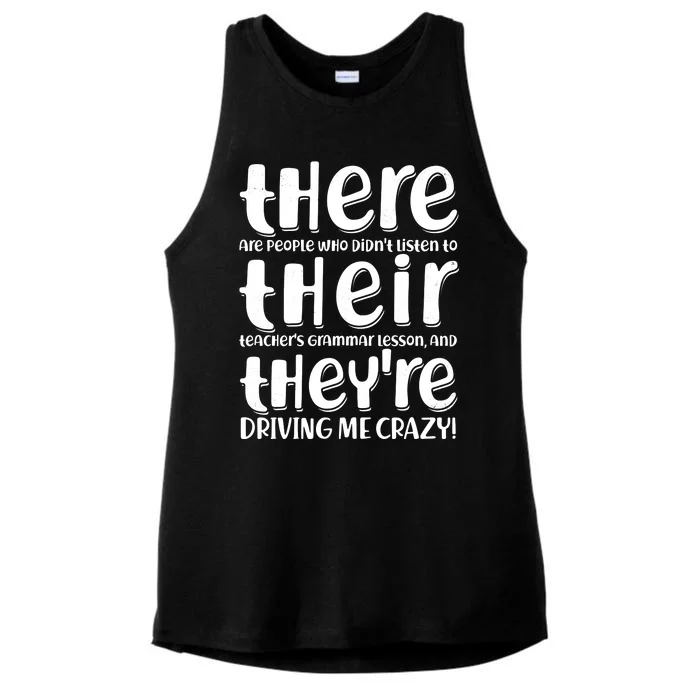 Funny There Their Theyre Grammar Lesson Ladies Tri-Blend Wicking Tank