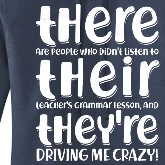 Funny There Their Theyre Grammar Lesson Women's Pullover Hoodie