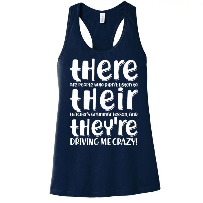 Funny There Their Theyre Grammar Lesson Women's Racerback Tank