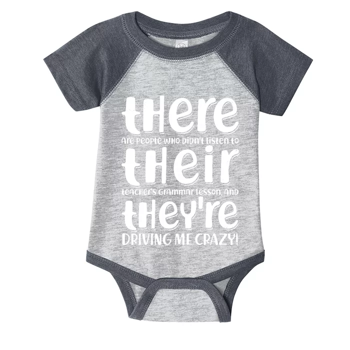 Funny There Their Theyre Grammar Lesson Infant Baby Jersey Bodysuit