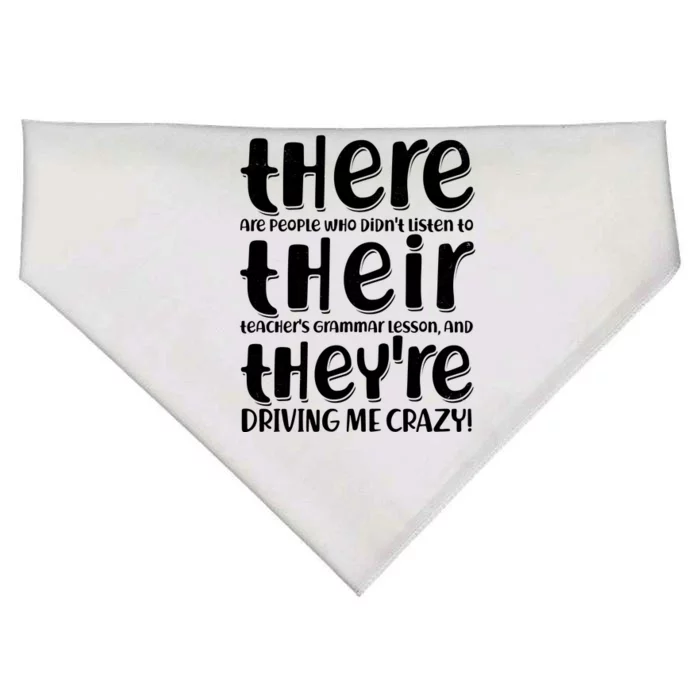 Funny There Their Theyre Grammar Lesson USA-Made Doggie Bandana