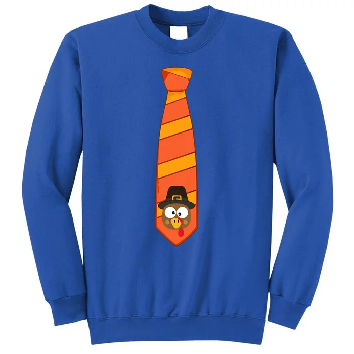 Funny Thanksgiving Tie With Turkey For Family Dinner Gift Tall Sweatshirt