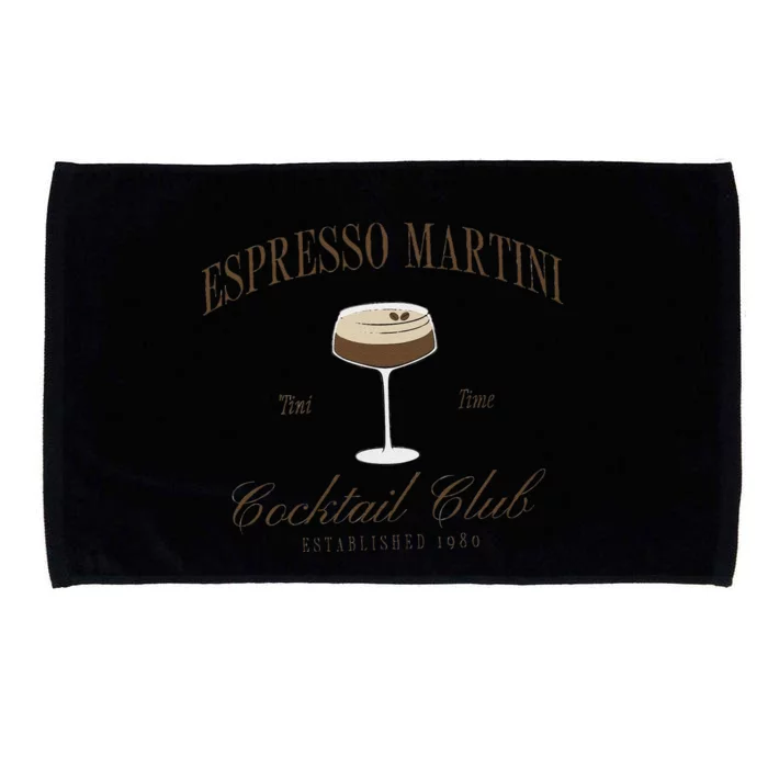 Funny Tini Time Espresso Martini Retro Cocktail And Social Club Microfiber Hand Towel