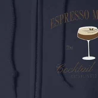 Funny Tini Time Espresso Martini Retro Cocktail And Social Club Full Zip Hoodie