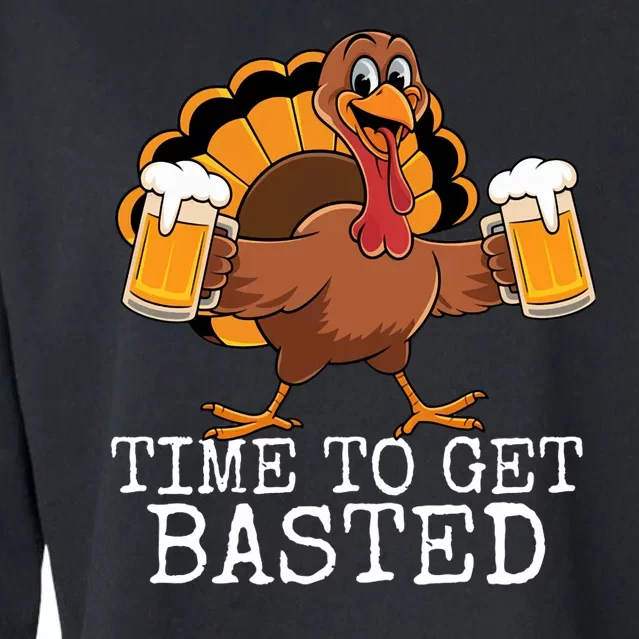 Funny Time To Get Basted Happy Thanksgiving Family Matching Cropped Pullover Crew