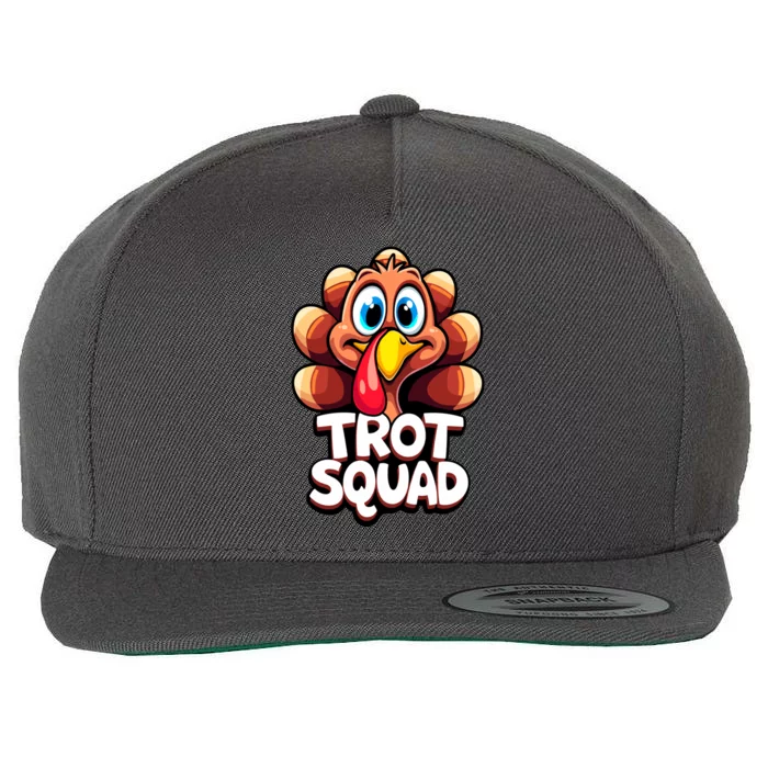 Funny Turkey Trot Squad Thanksgiving Day Harvest Festival Gift Wool Snapback Cap