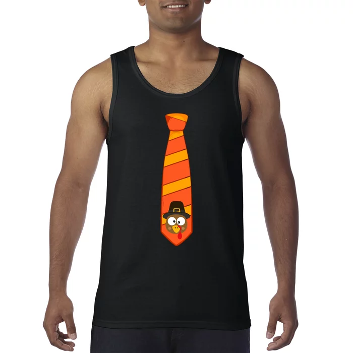 Funny Thanksgiving Tie With Turkey For Family Dinner Tank Top