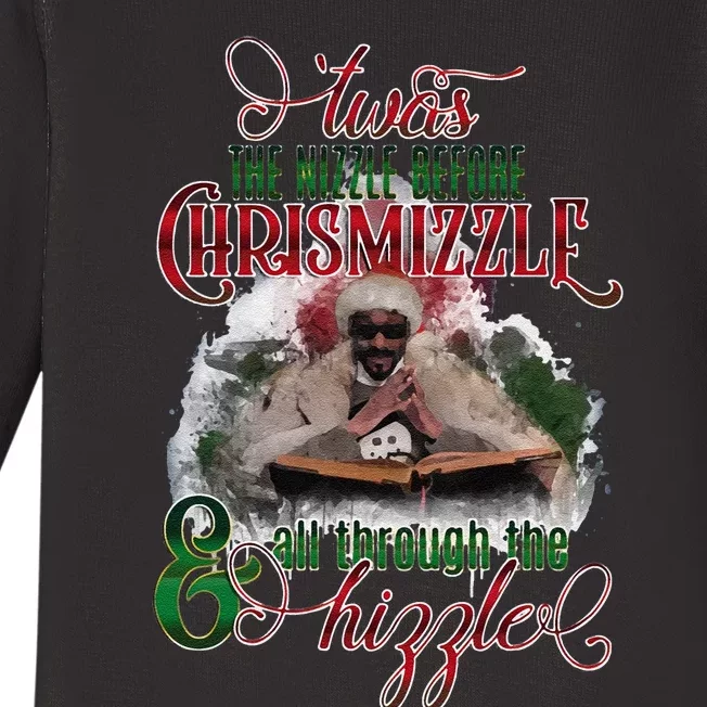 Funny Twas The Nizzle Before Chrismizzle Hizzle Snoop Dogg Baby Long Sleeve Bodysuit