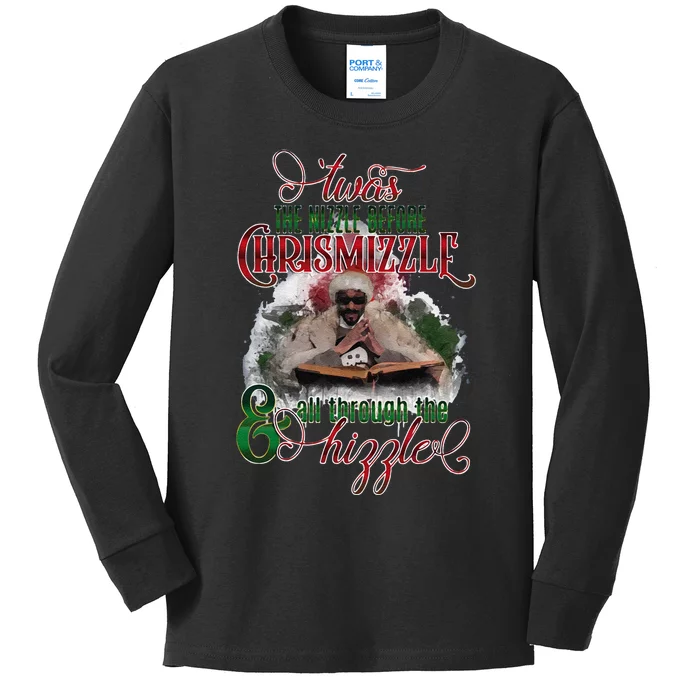 Funny Twas The Nizzle Before Chrismizzle Hizzle Snoop Dogg Kids Long Sleeve Shirt