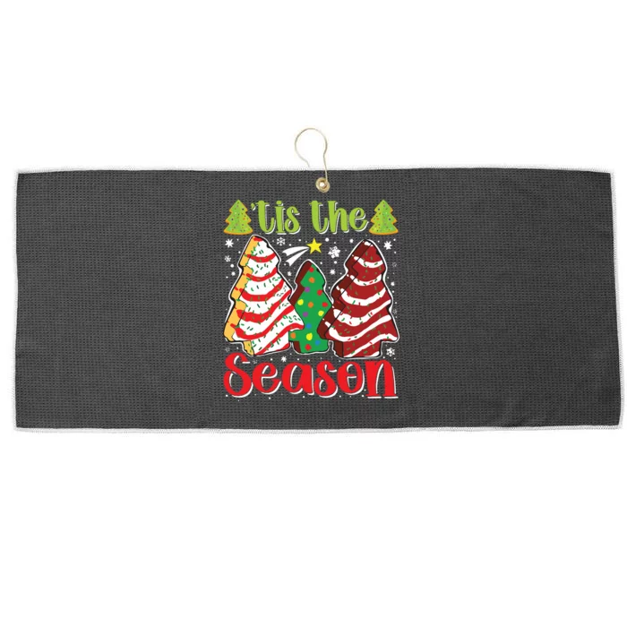 Funny Tis The Season Christmas Tree Cakes Debbie Large Microfiber Waffle Golf Towel