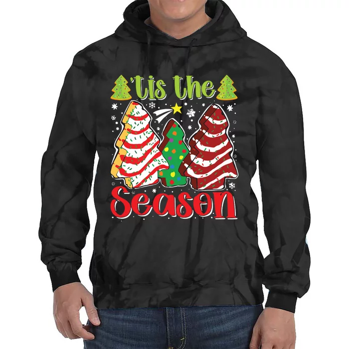 Funny Tis The Season Christmas Tree Cakes Debbie Tie Dye Hoodie