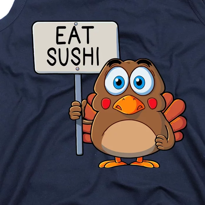 Funny Thanksgiving Turkey Eat Sushi Tank Top