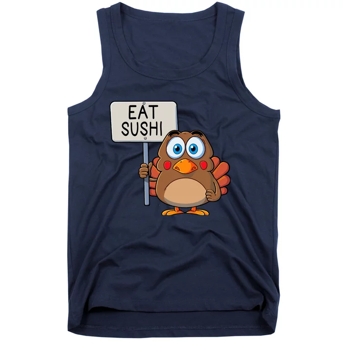 Funny Thanksgiving Turkey Eat Sushi Tank Top