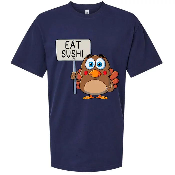 Funny Thanksgiving Turkey Eat Sushi Sueded Cloud Jersey T-Shirt