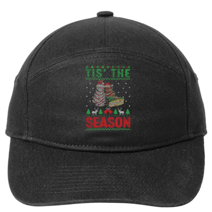 Funny Tis The Season Christmas Tree Cakes Debbie 7-Panel Snapback Hat