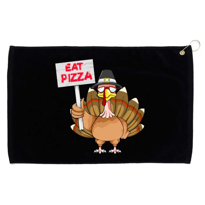 Funny Thanksgiving Turkey Pizza Sign Grommeted Golf Towel