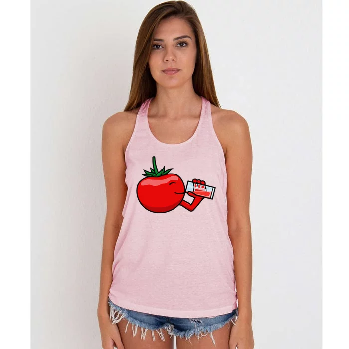 Funny Tomato Tomato Juice Vegetables Women's Knotted Racerback Tank